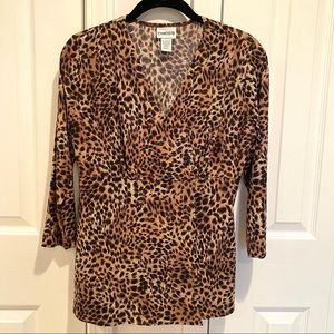 Chico’s Size 0 Leopard Print Secured Wrap Blouse